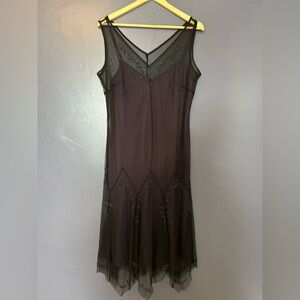 XSCAPE Mesh and Beaded Aline Sleeveless Sheath Whimsigoth Dress Size 14